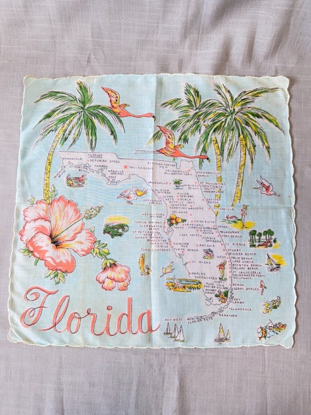 Vintage Florida Souvenir Handkercheif